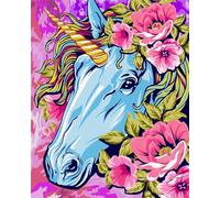 Qijinn Peinture par Numero Adulte,Licorne de conte de fées kit de peinture à l'huile par numéro DIY Peinture Acrylique sur Toile avec Pinceaux,Decoration Maison Cadeau(sans Cadre) 40x50 cm