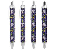 QIJIUU Australie Koalas Lot de 4 stylos à bille rétractables à petite pointe Motif personnalisé 0,55 mm Encre noire