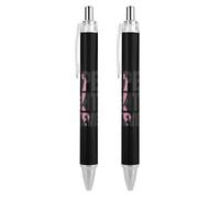 QIJIUU Hope Fight Believe Lot de 2 stylos à bille rétractables pour homme et femme Motif cancer du sein Noir