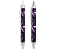 QIJIUU I Wear Purple For My Dad Lot de 2 stylos à bille rétractables noirs à pointe fine 0,5 mm