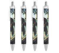 QIJIUU In The Woods Lot de 4 stylos à bille rétractables amusants 0,5 mm Écriture lisse