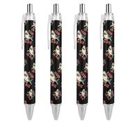 QIJIUU Lot de 4 stylos à bille personnalisés Shark Keep Moving Or Die - Cadeaux noirs