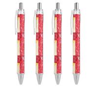 QIJIUU Lot de 4 stylos à bille rétractables à encre noire avec drapeau vintage de la France et de l'Espagne pour une écriture lisse 0,5 mm Accessoires de bureau Cadeaux