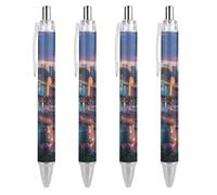 QIJIUU Lot de 4 stylos à bille rétractables à encre noire pour homme et femme Motif paysage urbain Australie Sydney Bridge