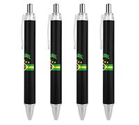 QIJIUU Lot de 4 stylos à bille rétractables à pointe fine avec motif drapeau du Brésil - Corps rond flexible - 0,55 mm - Encre noire
