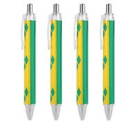 QIJIUU Lot de 4 stylos à bille rétractables Motif drapeau de Saint-Vincent-et-les Grenadines
