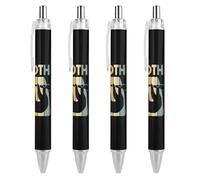 QIJIUU Lot de 4 stylos à bille rétractables rétro des années 1980 pour homme et femme Noir