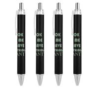 QIJIUU OK for Me to Have Everything I Want Lot de 4 stylos à bille rétractables à encre bleue pour homme et femme