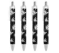 QIJIUU Sphinx Lot de 4 stylos à bille rétractables en forme de chat avec troisième œil Encre gel 0,5 mm Encre noire fine Fournitures de bureau