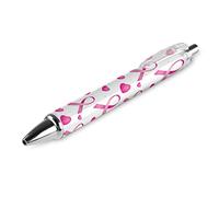 QIJIUU Stylo à bille rétractable avec ruban rose pour le cancer du sein - Encre bleue portable pour la maison et le bureau - 1 pièce