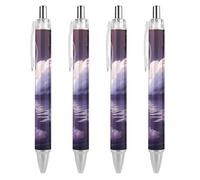 QIJIUU Swan Lot de 4 stylos à bille rétractables pour fournitures de bureau Noir