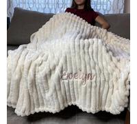 Qijundian Couvertures personnalisées avec nom, couverture monogrammée personnalisée, cadeau brodé, couverture personnalisée Queen (200 x 230 cm)