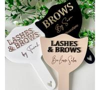 Qijundian Miroir de cils personnalisé, miroir de cils personnalisé avec nom, accessoire à main Lash Tech, miroirs de salon pour coiffeur portable