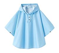 QIKADO Cape de Pluie Garcon Fille Imperméable Poncho avec Capuche pour Enfant 1 an 2 ans 3 ans Bleu Clair/S