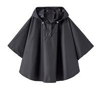 QIKADO Manteau Pluie Enfant Garçon, Cape Pluie Bebe Combinaison de Pluie Imperméable Enfant 1 an 2 ans 3 ans Le Noir/S