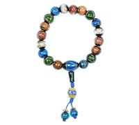 QIKAIDE Bracelets de méditation tibétains fabriqués à la main par des moines pour le yoga, la guérison des chakras, la pleine conscience et le soulagement du stress, Pierre zircone synthétique.