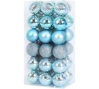 Qikaide Lot de 36 boules de décoration de sapin de Noël incassables à suspendre pour fêtes de fin d'année, 4 cm (bleu clair)