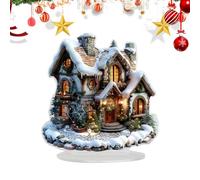Qikam Décoration Plate pour Bureau en Acrylique - Statue Acrylique 2D du Traîneau du Père Noël pour Noël | Accessoire de Scène avec Base de Support Ornement Artistique | pour Chambre Étagère Chevet