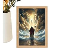 Qikam Lumière Peinture Jésus - Tableau Jésus 4D | Peinture LED Décoration Chrétienne pour Maison Chambre Église Noël Pâques Anniversaire