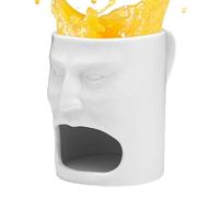Qikam Tasse à café avec support à biscuits - Mug Petit Déjeuner Avec Visage Amusant,Mug à Café en Céramique à Visage Blanc avec Porte-Cookie pour Salle à Manger, Lieu de Travail, Maison, École,