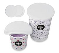 Qikfresh couvercles en silicone réutilisables 2 pièces - Couvercles pour pots de yaourt 150 à 500 g - Hermétiques souples et anti-fuite - Couvercle fraîcheur en silicone (Blanc)