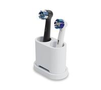 Qikfresh Support pour 2 brossettes et brosses à Dents (Blanc) | Compatible avec Oral-B, iO, Philips Sonicare, Waterpik & Fairywill - silicone alimentaire - bac récupérateur amovible