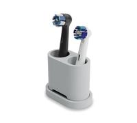 Qikfresh - Support pour 2 brossettes et brosses à Dents - Compatible avec Oral-B, IO, Philips Sonicare, Waterpik, Fairywill - en Silicone de qualité Alimentaire (Gris)