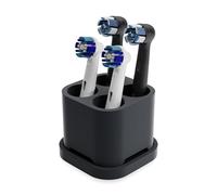 Qikfresh - Support pour 4 brossettes et brosses à Dents - Compatible avec Oral-B, IO, Philips Sonicare, Waterpik, Fairywill - en Silicone de qualité Alimentaire (Noir)