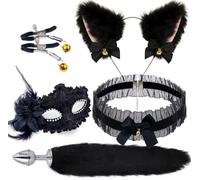 QiKKago ̣ σ Ensemble de cosplay renard noir : Mystérieux glamour et séduisant. Un cadeau original pour les hommes et les femmes-L01