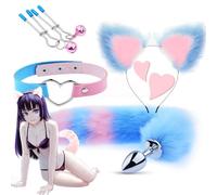 QiKKago ̣ σ Ensemble De Jeu De Rôle Renard Mignon, Ensemble De 4 Pièces Bleu Vous Permet De Vous Transformer en Un Personnage Fantastique, Cadeau Original pour Hommes Et Femmes-N5