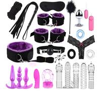 QiKKago 25 PièCes Set Multifonctionnel Violet Couple Accessoires, Mou en Nylon Et Pied Yoga Bande De Tension Exercice Accessoires D'EntraîNement - K + 4