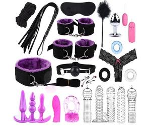 QiKKago 25 PièCes Set Multifonctionnel Violet Couple Accessoires, Mou en Nylon Et Pied Yoga Bande De Tension Exercice Accessoires D'EntraîNement - K + 4