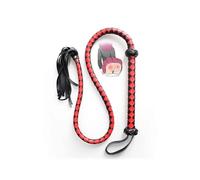 QiKKago 30cm Long Noir Rouge Classique en Cuir RéSistant à l'usure Longue Multi - Fonction EntraîNement Whip, Imitation Cuir VéRitable PoignéE, Une ExpéRience D'EntraîNement Unique - D11