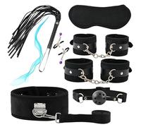 QiKKago 7 PièCes Cristal Laine MatéRiel Stretch Ensemble D'EntraîNement Accessoires pour Le Poignet Et Le Genou, éQuipement D'Accessoires De Remise en Forme à La Maison Set Noir - - KK-5