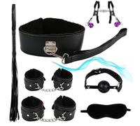 QiKKago 7 StüCk PU Glattes Bracelet en Cuir Und Beine Set De Gants De Fitness Accessoirer, Set Noir, Couple Cadeau - K + 2