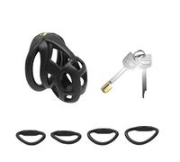 QiKKago Accessoire Cage De Protection Noir, Outil LéGer Et Confortable pour AméLiorer La Force De Combat avec 4 Anneaux De DifféRentes Tailles, Cadeau pour Les Couples - H3