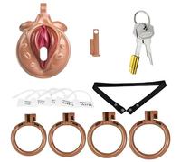 QiKKago Accessoire De Cage De Nouveauté Portable en RéSine MâLe, 4 Tailles D'Accessoires De Bague Et De Sangles Auxiliaires - K + 17.6
