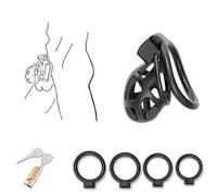 QiKKago Accessoire De Cage De Protection en RéSine Noire De Fitness Multifonctionnel Masculin - Taille S, 4 Bagues Interchangeables + 1 Paire De CléS, Cadeau De Couple - K + 21