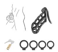 QiKKago Accessoire De Cage De Protection en RéSine Noire De Fitness Multifonctionnel Masculin - Taille XL, 4 Bagues Interchangeables + 1 Paire De CléS, Cadeau De Couple - K + 24