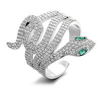 QiKKago Alliance Silver Snake Spirit Avec Diamants Sertis, Vœux Pour L'éternité ! Un Cadeau Original Pour Homme Et Femme-K16