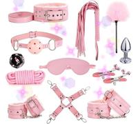 QiKKago BDSM Bracelet Rose 12 PièCes Poignet Et Cheville Ensemble, Convient à Divers Exercices De Formation, Cadeau De Couple - H6