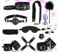 QiKKago BDSM Menotte Noir 12 PièCes Accessoire VêTements Set De Remise en Forme, Matelas Luxueux, Convient à Tous Les Types De Lits - H7