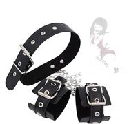 QiKKago Bracelet et collier en cuir noir, accessoires de mode -Z