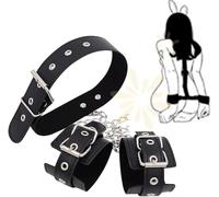 Qikkago - Bracelet Et Collier Minimaliste En Cuir Noir -Z