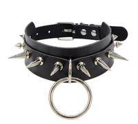 Qikkago Collier à Clous En Cuir Noir Personnalisé -Z