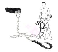 Qikkago Collier Anneau De Fer En Cuir Noir -Z