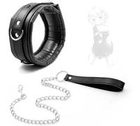 QiKKago Collier De Fitness éPonge Noire, Accessoires pour Animaux De Compagnie, Corde De Traction en Acier Inoxydable, PoignéE en Cuir, Cadeau pour Les Couples - K20
