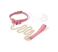 QiKKago Collier en Cuir d'arc Rose, Collier Rose pour Animaux De Compagnie avec Cordon De Traction, Cadeau pour Couples - K25