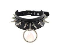QiKKago Collier en Cuir Noir avec Clous en MéTal, Style Gothique, Collier De Chat Collier Collier pour Chien, Cadeau pour Couple - K16
