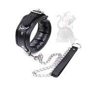 QiKKago Collier éPonge en Cuir Lisse Noir avec Cordon De Traction, Peut êTre Pratique pour Promener Le Chien Promener Le Chat, Cadeau pour Les Couples - K23